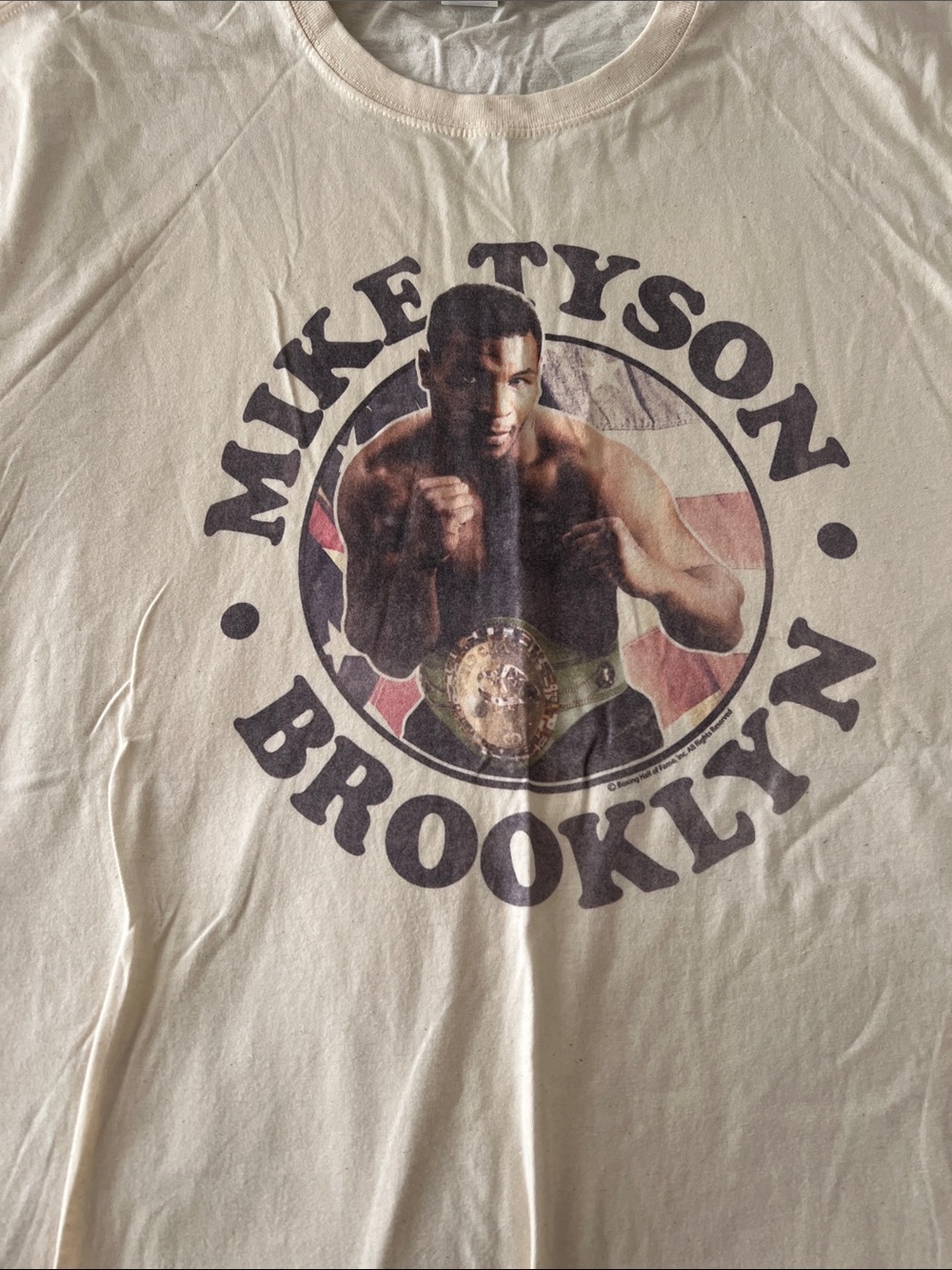 Vintage-Inspired Cream Graphic Men’s T-Shirt - Mike Tyson Brooklyn XXL